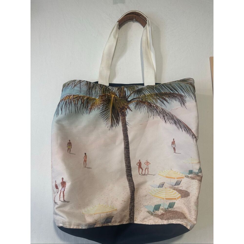 Gray Malin Beach Tote Bag Canvas Palm Tree Aerial Beach Print Large Travel Tote — image 3 of 8